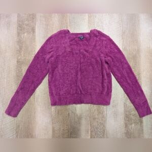 Splendid Fuzzy Crewneck Sweater in Berry